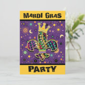 Invitation Mardi Gras Fleur (Debout devant)