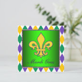 Invitation Mardi Gras Fleur de Lis Fête de Mardi Gras (Debout devant)