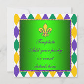 Invitation Mardi Gras Fleur de Lis Fête de Mardi Gras (Dos)