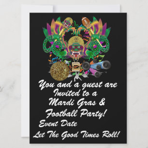 Invitation Mardi Gras & Football 6,5 po x 8,75 po Afficher le