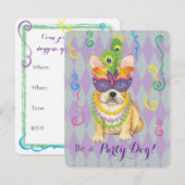 Invitation Mardi Gras Frenchie (Devant / Derrière)