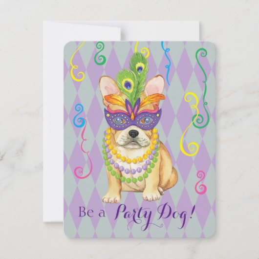 Invitation Mardi Gras Frenchie (Devant)