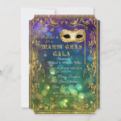Invitation Mardi Gras Gala Masquerade Masque Bokeh Parties sc (Devant)