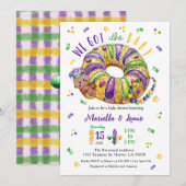 Invitation Mardi Gras Gender Reveal Dark Skin Tone (Devant / Derrière)