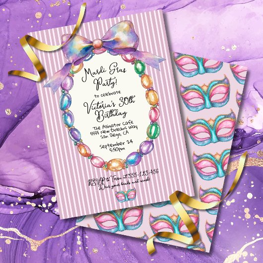 Invitation Mardi Gras Girly Party