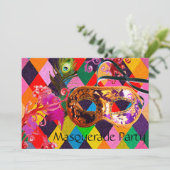 Invitation MARDI GRAS HARLEQUIN MOTIF coloré Rhombi (Debout devant)