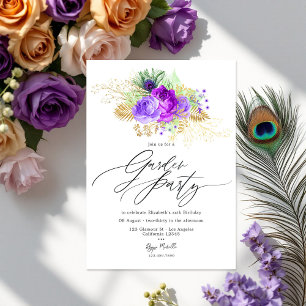 Invitation Mardi Gras Inspiré Jardin Floral Purple et Gold