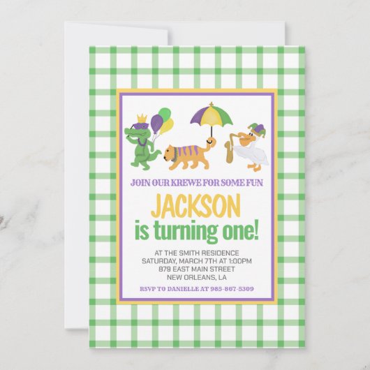 Invitation Mardi Gras Krewe Cute Parade Premier Anniversaire (Devant)