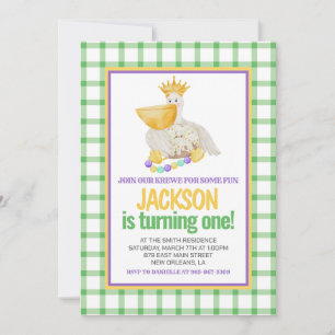 Invitation Mardi Gras Krewe PELICAN King Cake Premier anniver
