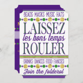 Invitation Mardi Gras | Laissez Les Bons Temps Rouler becomes (Devant / Derrière)