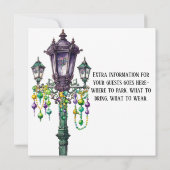 Invitation Mardi Gras Lamp Post et Beads Party (Dos)