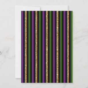 Invitation Mardi Gras Lignes Verticales Paillettes Dorées NOL