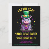 Invitation Mardi Gras Mardi Gras Mardi Hippo avec perles (Devant)
