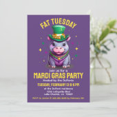 Invitation Mardi Gras Mardi Gras Mardi Hippo avec perles (Debout devant)
