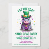 Invitation Mardi Gras Mardi Gras Mardi Hippo avec perles (Devant)