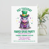 Invitation Mardi Gras Mardi Gras Mardi Hippo avec perles (Debout devant)