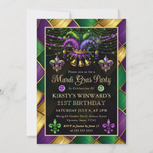Invitation Mardi Gras Mascarade 21e Anniversaire