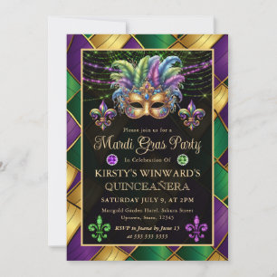 Invitation Mardi Gras Mascarade Quinceanera