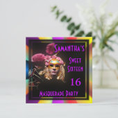 Invitation Mardi Gras mascarade seize parti (Debout devant)