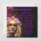 Invitation Mardi Gras mascarade seize parti (Dos)