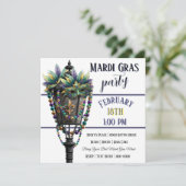 Invitation Mardi Gras Mask and Gas Lamp with Beads (Debout devant)