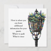 Invitation Mardi Gras Mask and Gas Lamp with Beads (Dos)