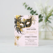 Invitation Mardi Gras Masque Diamonds Champagne Sweet 16   (Debout devant)