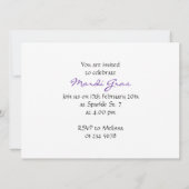 Invitation Mardi Gras Masque violet vert or étincelles Invita (Dos)