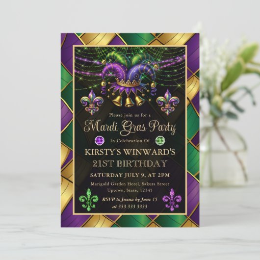 Invitation Mardi Gras Masquerade 21e anniversaire (Debout devant)