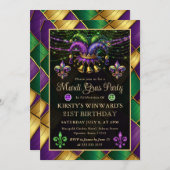 Invitation Mardi Gras Masquerade 21e anniversaire (Devant / Derrière)