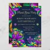 Invitation Mardi Gras Masquerade 21e anniversaire (Devant / Derrière)