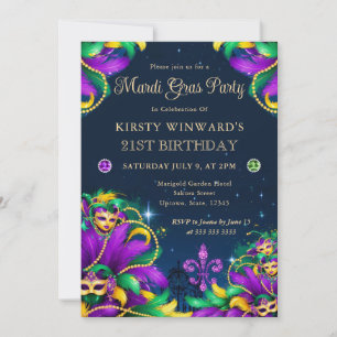 Invitation Mardi Gras Masquerade 21e anniversaire