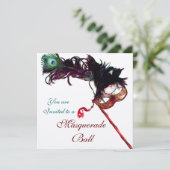 Invitation MARDI GRAS MASQUERADE BALL Argent Métallique (Debout devant)