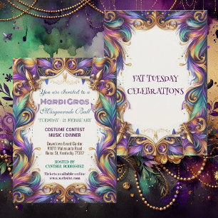 Invitation Mardi Gras Masquerade Ball Gras Mardi Fête