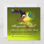 Invitation MARDI GRAS MASQUERADE BALL jaune (Dos)