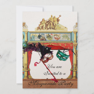 INVITATION MARDI GRAS MASQUERADE BALL MASKS STATION DE THÉÂTR