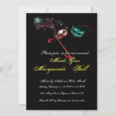 Invitation MARDI GRAS MASQUERADE BALL, noir rsvp (Dos)