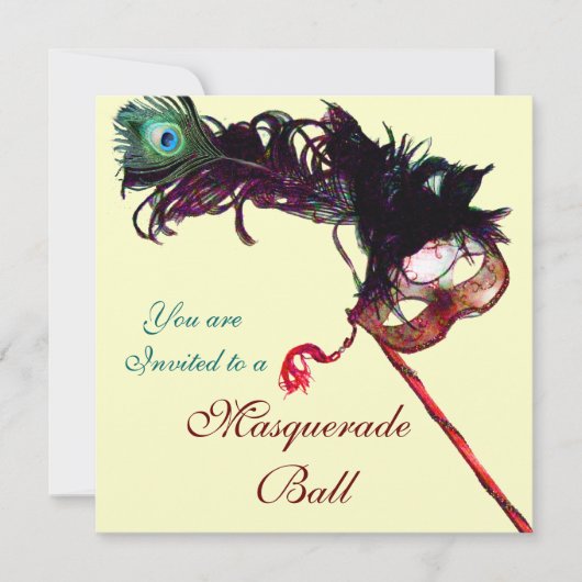 Invitation MARDI GRAS MASQUERADE BALL Or métal (Devant)
