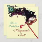 Invitation MARDI GRAS MASQUERADE BALL Or métal (Devant / Derrière)