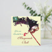 Invitation MARDI GRAS MASQUERADE BALL Or métal (Debout devant)