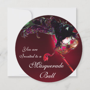 Invitation MARDI GRAS MASQUERADE BALL rouge bordeaux