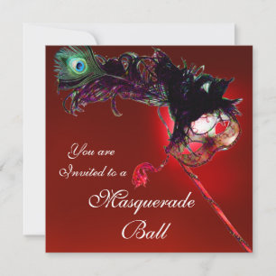 Invitation MARDI GRAS MASQUERADE BALL rouge noir bleu