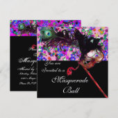 Invitation MARDI GRAS MASQUERADE & CONFETTI glace (Devant / Derrière)