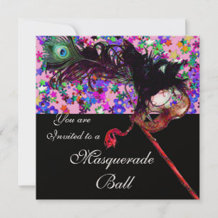 Invitation MARDI GRAS MASQUERADE & CONFETTI or