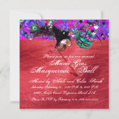 Invitation MARDI GRAS MASQUERADE & CONFETTI soie rouge (Dos)