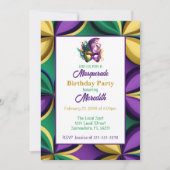 Invitation Mardi Gras Masquerade fête d'anniversaire (Devant)