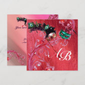 Invitation MARDI GRAS MASQUERADE ,MAGIC BERRIES MONOGRAM soie (Devant / Derrière)