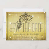 Invitation Mardi Gras Masquerade Mask Gold Enregistrer la dat (Devant)
