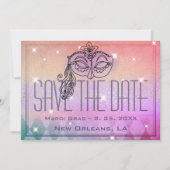 Invitation Mardi Gras Masquerade Mask Gold Enregistrer la dat (Devant)