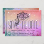 Invitation Mardi Gras Masquerade Mask Gold Enregistrer la dat (Devant / Derrière)